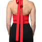 Dolce & Gabbana Red Viscose Sleeveless Halter Cropped Tank Top