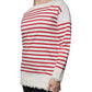 Dolce & Gabbana White Red Stripes Cotton Long Sleeves Top