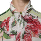 Dolce & Gabbana Multicolor Floral Patchwork Ascot Collar Top