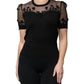 Dolce & Gabbana Black Floral Lace Short Sleeves Blouse Top