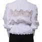 Dolce & Gabbana White Cotton Lace Trim Turtleneck Blouse Top