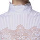 Dolce & Gabbana White Cotton Lace Trim Turtleneck Blouse Top
