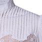Dolce & Gabbana White Cotton Lace Trim Turtleneck Blouse Top