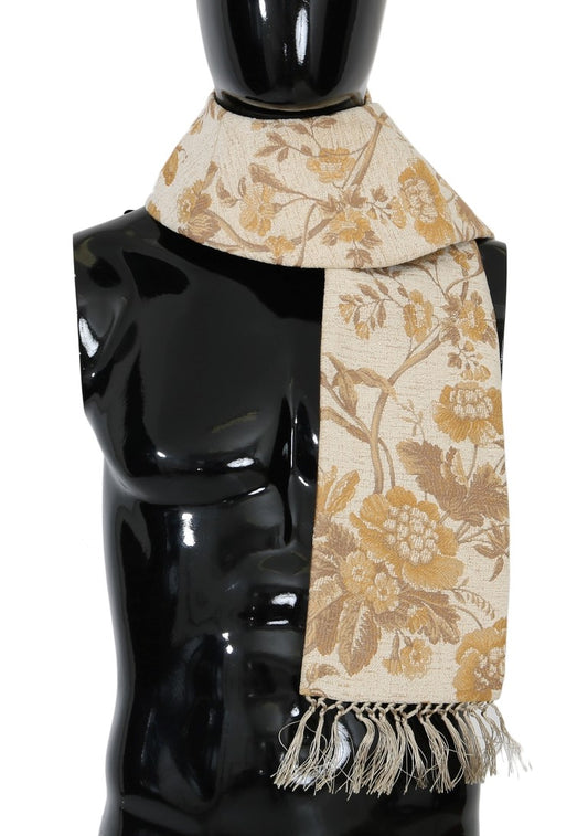 Dolce & Gabbana Elegant Beige Gold Jacquard Stole Scarf