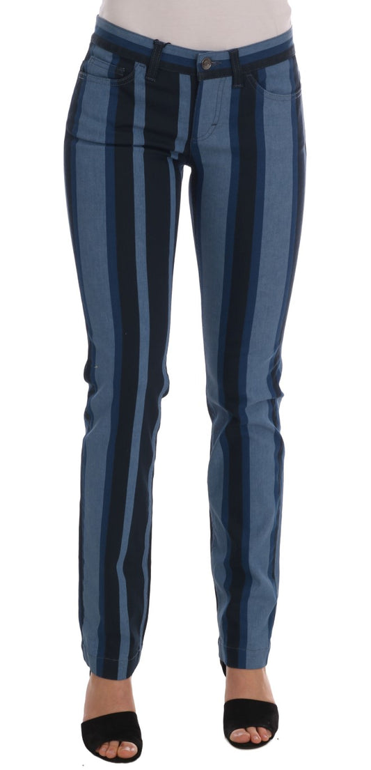 Dolce & Gabbana Chic Blue Striped Slim Fit Girly Jeans