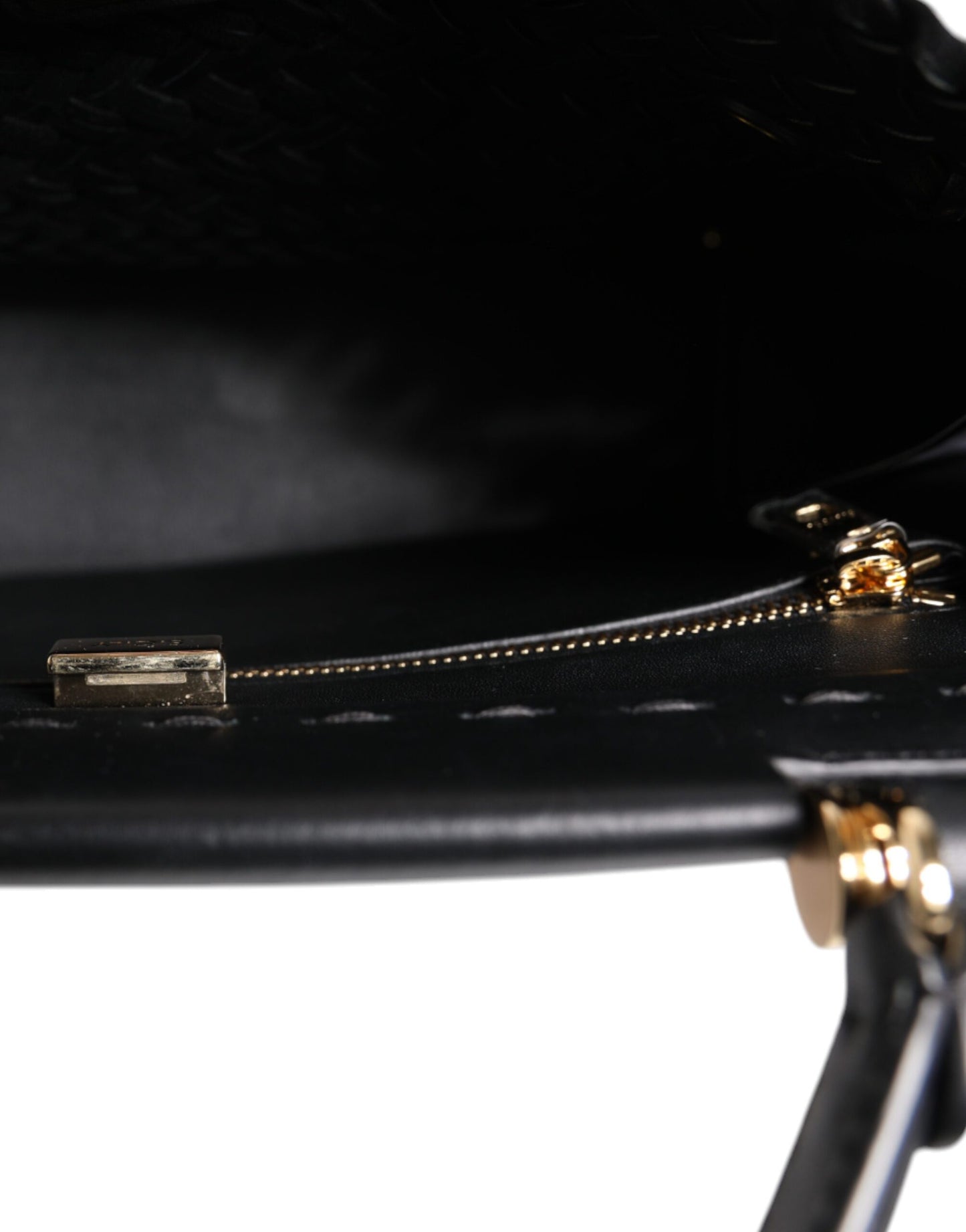 Dolce & Gabbana Black Leather Sicily Top Handle Shoulder Bag