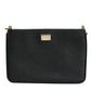 Dolce & Gabbana Black Grain Leather Logo Plaque Clutch Bag