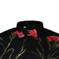 Dolce & Gabbana Black Floral Cotton Formal Men Dress Shirt