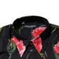 Dolce & Gabbana Black Floral Cotton Formal Men Dress Shirt