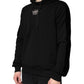 Dolce & Gabbana Black Crown Cotton Hooded Sweatshirt Sweater