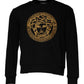 Versace Black Medusa Embroidery Crew Neck Pullover Sweater