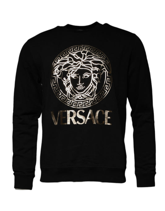 Versace Black Medusa Fleece Men Crew Neck Sweatshirt Sweater