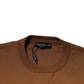 Dolce & Gabbana Brown Logo Plaque Crew Neck Pullover Sweater