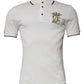 Dolce & Gabbana Off White Crown Cotton Collared Polo T-shirt