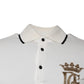 Dolce & Gabbana Off White Crown Cotton Collared Polo T-shirt