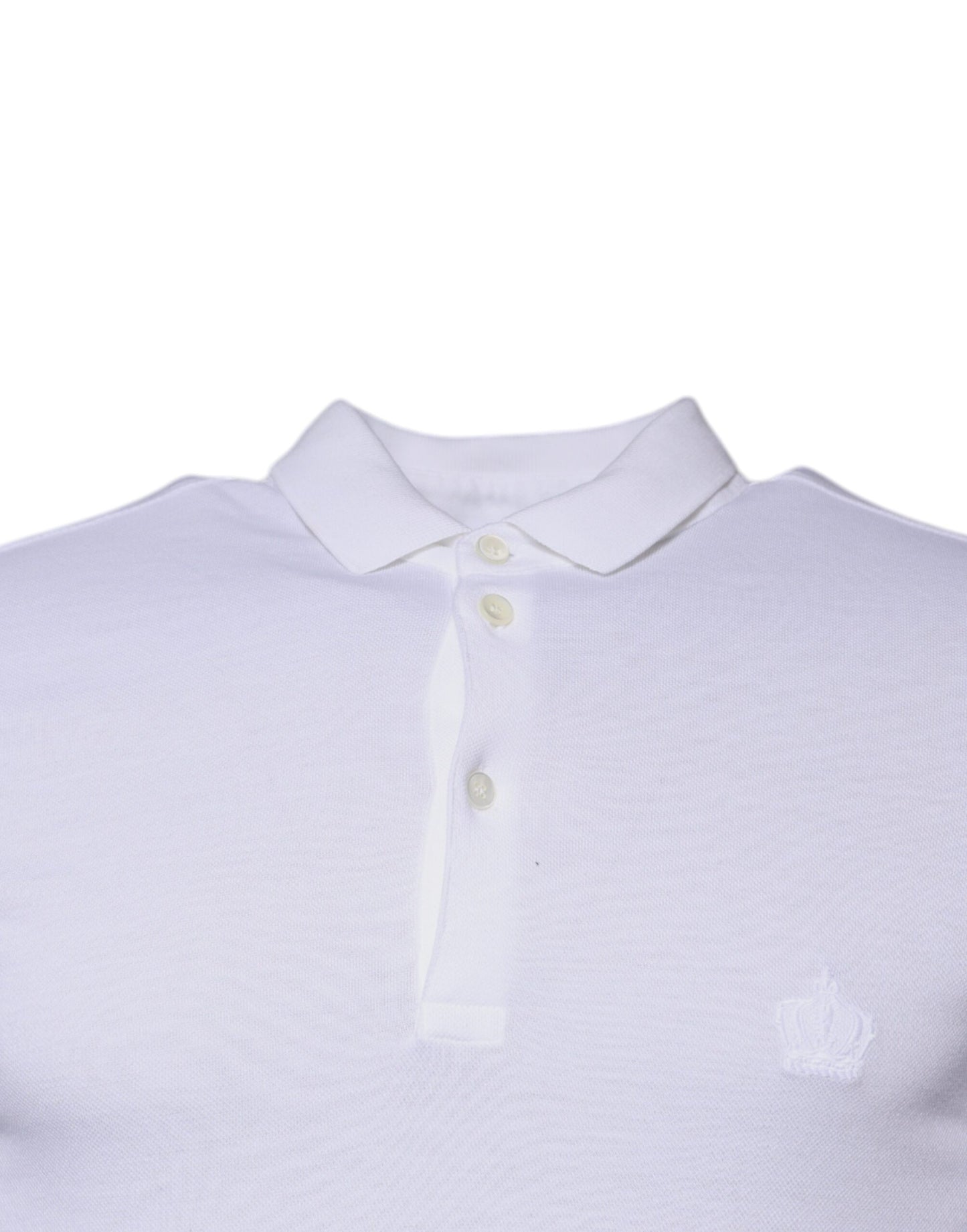 Dolce & Gabbana White Cotton Crown Collared Polo T-shirt