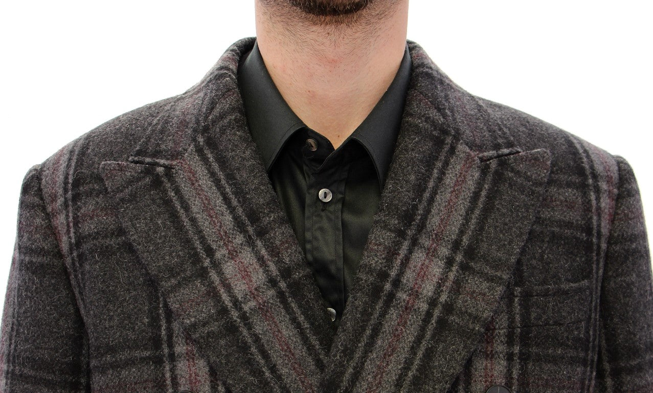 Dolce & Gabbana Sicilia Checkered Wool Blend Coat