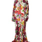 Dolce & Gabbana Multicolor Floral Lace Silk Abaya Long Sleeves Dress