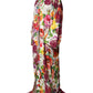 Dolce & Gabbana Multicolor Floral Lace Silk Abaya Long Sleeves Dress