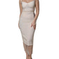 Dolce & Gabbana White Sheer Tulle Bustier Bodycon Midi Dress