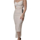 Dolce & Gabbana White Sheer Tulle Bustier Bodycon Midi Dress