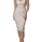 Dolce & Gabbana White Sheer Tulle Bustier Bodycon Midi Dress