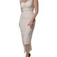 Dolce & Gabbana White Sheer Tulle Bustier Bodycon Midi Dress