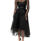 Dolce & Gabbana Black Tulle A-line Midi Cocktail Gown Dress