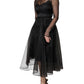 Dolce & Gabbana Black Tulle A-line Midi Cocktail Gown Dress