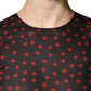 Dolce & Gabbana Black Red Polka Dot Silk Layered Midi Dress