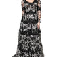 Dolce & Gabbana Black Silk Floral Lace Ricamo Ball Maxi Dress