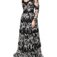 Dolce & Gabbana Black Silk Floral Lace Ricamo Ball Maxi Dress