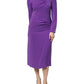 Max Mara Studio Purple Long Sleeves V-neck Sheath Midi Dress