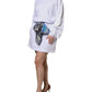 MSGM White Cotton Belted Long Sleeves Crew Neck Mini Dress