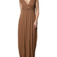 Fabiana Filippi Brown Sleeveless Deep V-neck A-line Long Maxi Dress