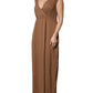 Fabiana Filippi Brown Sleeveless Deep V-neck A-line Long Maxi Dress