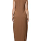 Fabiana Filippi Brown Sleeveless Deep V-neck A-line Long Maxi Dress