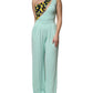 Elisabetta Franchi Mint Green One Shoulder Long Jumpsuit Dress