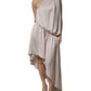 Christian Pellizzari Beige One Shoulder Asymmetric Drape Dress