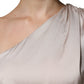 Christian Pellizzari Beige One Shoulder Asymmetric Drape Dress