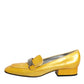 Dolce & Gabbana Yellow Leather Logo Plaque Slip On Mocassin Shoes
