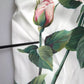 Dolce & Gabbana White Roses Print Stretch Silk Pleated Dress