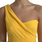 Dolce & Gabbana Yellow One Shoulder Side Slit Midi Dress