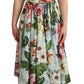 Dolce & Gabbana Green Floral Short Sleeves V-neck Dress