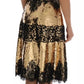 Dolce & Gabbana Gold Strapless Sequin Embellished Lace Dress