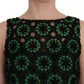 Dolce & Gabbana Green Floral Ricamo A-Line Shift Dress