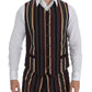 Dolce & Gabbana Multicolor Striped Runway 3 Piece Slim Fit Vest Suit