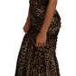 Dolce & Gabbana Brown Leopard Silk Chiffon Ruched Mermaid Maxi Dress