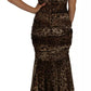 Dolce & Gabbana Brown Leopard Silk Chiffon Ruched Mermaid Maxi Dress