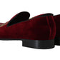 Dolce & Gabbana Bordeaux Velvet Sequined Men's Loafers